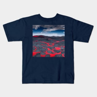 Red lava flow near the volcano Kids T-Shirt
